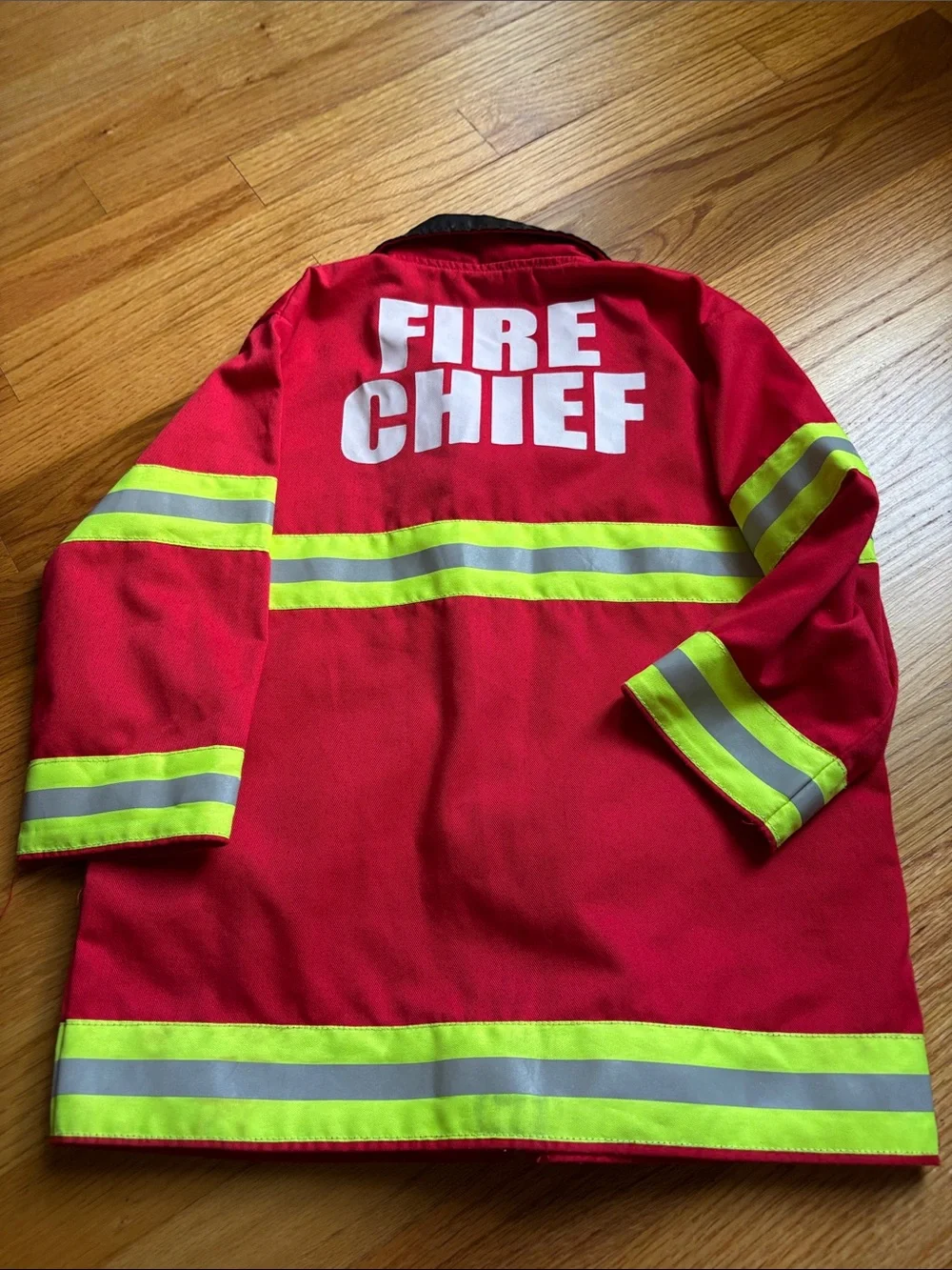 Melissa & Doug Red Kids Fire Department Jacket with Reflective Stripes and Hat